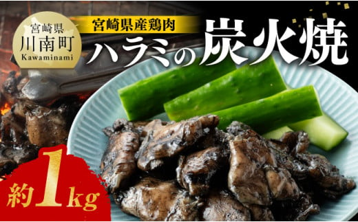 【令和6年8月発送】宮崎県産 鶏肉 ハラミ の 炭火焼 1kg 【 肉 鶏 鶏肉 はらみ 炭火焼 ジューシー 宮崎名物 】