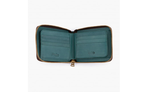 Wステッチ ヨコ型ラウンドジップ財布 ターコイズブルー色 TSURANE [0383]|有限会社ヴェールポイント