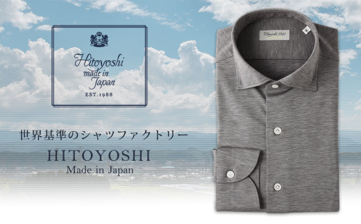 「HITOYOSHIシャツ」カットソージャージー グレー02 ワイドカラー