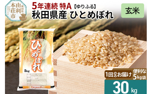 1回のお届け》＜5年連続 特A＞ 秋田県産 ひとめぼれ 25kg【玄米】(5kg