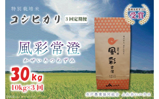 【6ヶ月定期便】【令和6年産】特別栽培米コシヒカリ「風彩常澄」計30kg（5kg×6回） 【最高 ランク 特A コシヒカリ 水戸市 オリジナル ブランド  農林水産省大臣賞受賞 減農薬 減化学肥料 栽培 ふっくら 美味しい お米 ご飯】 （FC-104） -