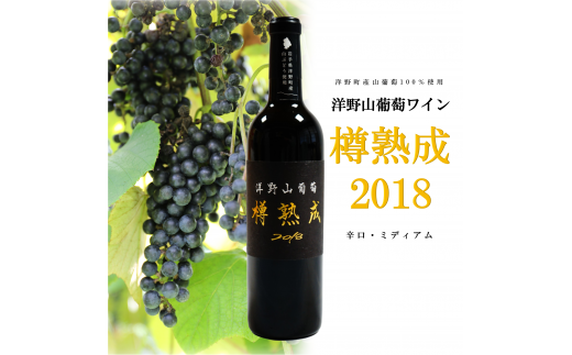 洋野山葡萄ワイン「樽熟成」 2018（辛口・ミディアム 720ml）化粧箱入り