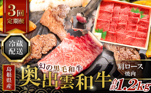 【冷蔵配送】奥出雲和牛肩ロース焼肉の定期便400g×3回 [E0-11]