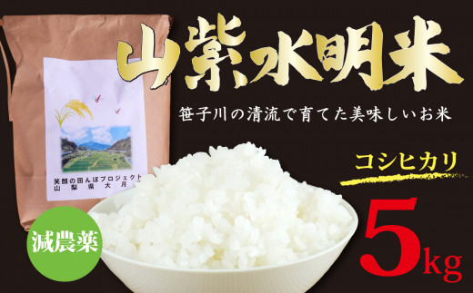 笹子川の清流が美味しいお米を作ります。大月のコンセプト米(コシヒカリ)