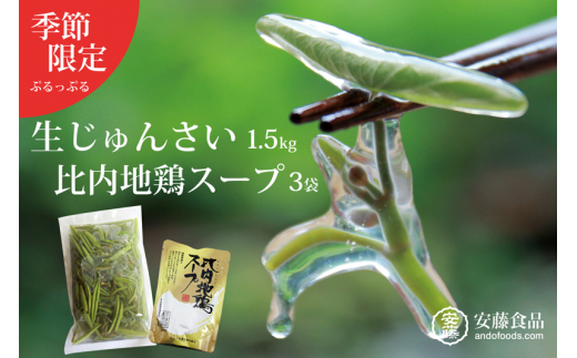 生じゅんさい1.5kg＋比内地鶏スープ200ml×3袋 《冷蔵》（2024年5月中旬