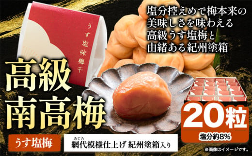 高級南高梅 うす塩 個包装 計20粒 網代模様仕上 紀州塗 箱入り 澤株式会社[30日以内に出荷予定(土日祝除く)]和歌山県 日高町 梅干し はちみつ 紀州南高梅