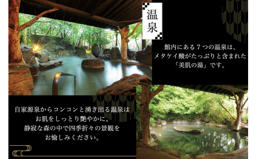 館内にある7つの温泉は、メタケイ酸がたっぷりと含まれた「美肌の湯」です。