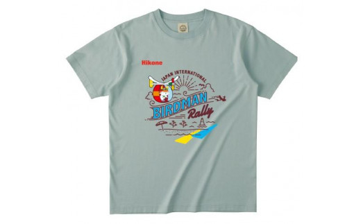 ひこにゃん×鳥人間　ふるさと納税限定デザイン　Tシャツ　かすみグリーンXLサイズ 1131951 - 滋賀県彦根市