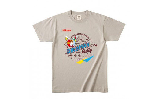 ひこにゃん×鳥人間　ふるさと納税限定デザイン　Tシャツ　ミルキーグレーXLサイズ 1131941 - 滋賀県彦根市