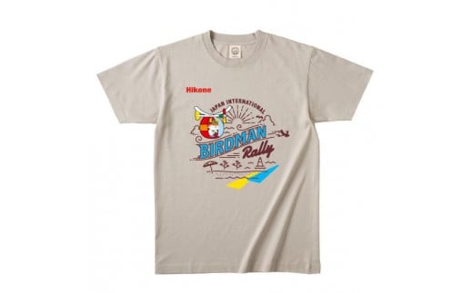 ひこにゃん×鳥人間　ふるさと納税限定デザイン　Tシャツ　ミルキーグレーXLサイズ