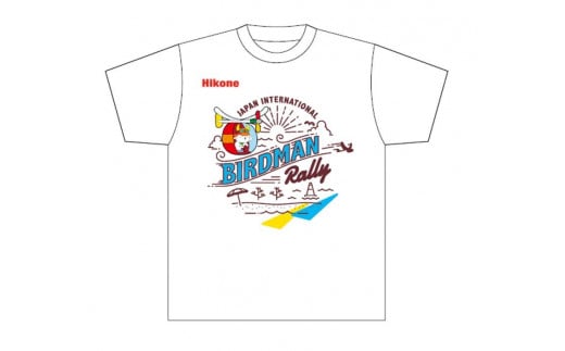 ひこにゃん×鳥人間ふるさと納税限定デザイン Tシャツ ホワイト（５