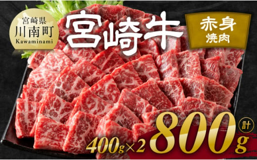 宮崎牛赤身焼肉 800g (400g×2)【肉 牛肉 国産 宮崎県産 宮崎牛 黒毛和牛 和牛 焼肉 BBQ 4等級  A4ランク ウデ モモ E11120】