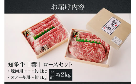 知多牛（響）ロースセット（ステーキ用・焼肉用） 計約2kg - 愛知県