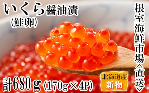 B-11050 いくら醤油漬け(秋鮭卵)(新物)170g×4P(計680g) 288386 - 北海道根室市