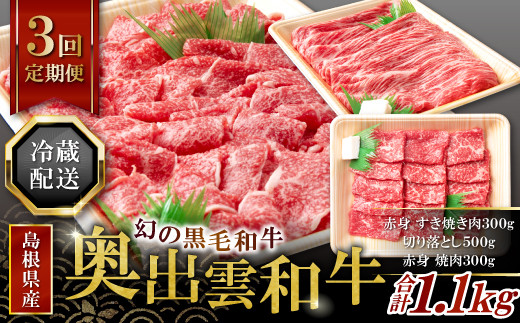 【冷蔵配送】奥出雲和牛いろいろ定期便3回【エコノミー】 [C0-7]（毎月26日お届け）