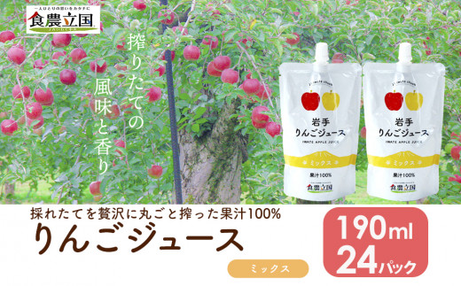 JAいわて中央のりんごジュース　190ml×24P　ストレート果汁100％【ミックス】 534009 - 岩手県矢巾町