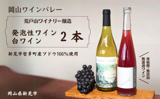 岡山ワインバレー 荒戸山ワイナリー醸造 ワイン2本（発泡性ワイン・白ワイン）  1153192 - 岡山県新見市