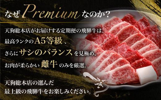 天狗総本店 A5飛騨牛 定期便 全3回 約1.8kg ( 600g × 3ヶ月 ) ( サイコロ ステーキ 食べ比べ すき焼き 焼肉) 食べ比べ A5  岐阜 高山市 飛騨高山 岐阜県 人気 お楽しみ おすすめ TR4460