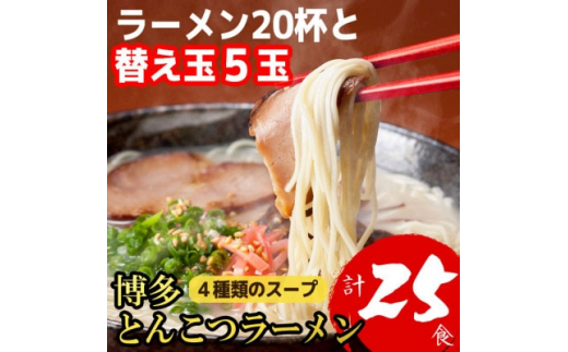 博多とんこつラーメン20杯分と替え玉5玉の計25食分　4種類の本場博多の福岡産スープ(大野城市)【1381934】 659046 - 福岡県大野城市