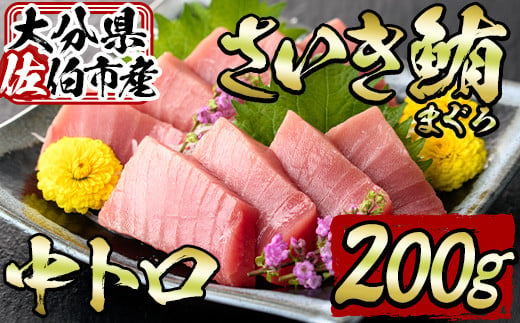 佐伯市産本マグロ 中トロ(約200g) 中とろ マグロ 鮪 刺身 さしみ 魚 海鮮 冷凍 大分県 佐伯市【DH256】【(株)ネクサ】 1145086 - 大分県佐伯市