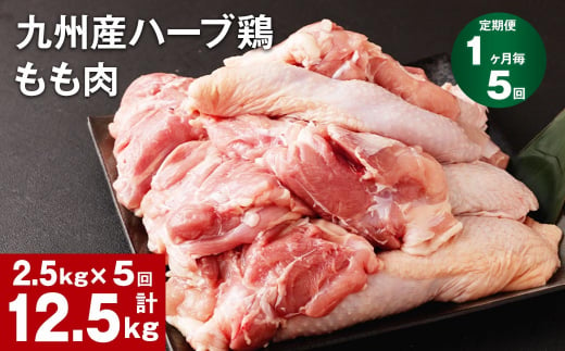 【1ヶ月毎5回定期便】九州産ハーブ鶏 もも肉 1144666 - 熊本県菊池市