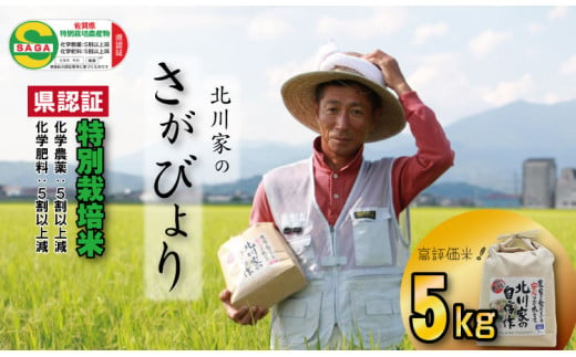 佐賀県認定 特別栽培米「さがびより」（5kg）北川農産 958232 - 佐賀県小城市