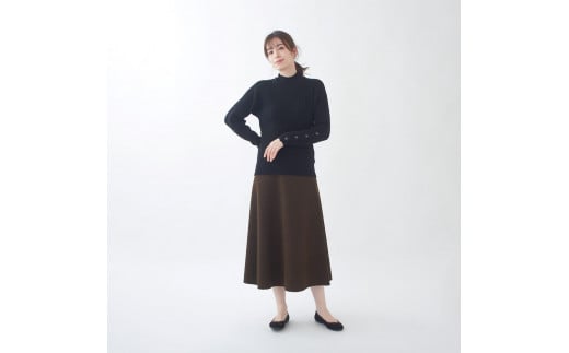 ハイネック リブニット ブラック サイズフリー レディース 服 ファッション おしゃれ 日本製 春 秋 冬 無地 贈り物 祝い 誕生日 卒業 プレゼント ギフト クリスマス 新潟県 見附市 1151028 - 新潟県見附市
