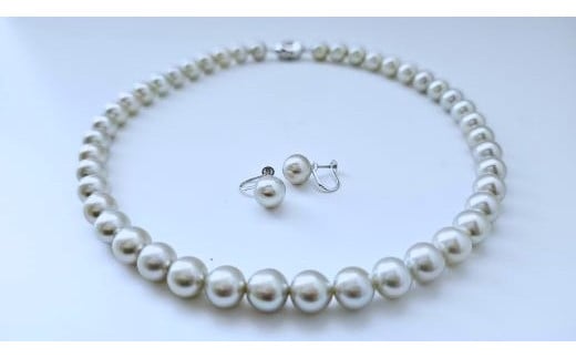 貴重な大粒真珠のグレーネックレスセット / あこや ネックレス セット