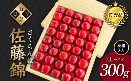 2024年産 さくらんぼ「佐藤錦」300g 特秀品 2Lサイズ ≪桐箱入り≫ 山形県産 FSY-1205