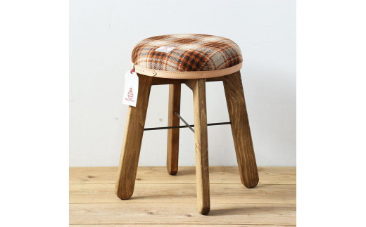 ハイスツール 【ライトブラウン＆ブラウンチェック】HARRIS TWEED（ハリスツイード） 家具