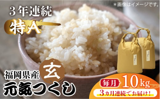 【先行予約】【全3回定期便】福岡県産【特A】評価のお米「元気つくし」5kg×2袋 [10kg] [玄米]【2024年11月下旬以降順次発送】《築上町》【株式会社ベネフィス】 [ABDF118] ご飯 ごはん 米 こめ コメ おにぎり 79000円 7万9千円 1156820 - 福岡県築上町