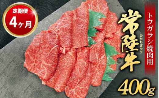 【定期便 4ヶ月】【希少部位】常陸牛トウガラシ焼肉用400g 1157503 - 茨城県守谷市