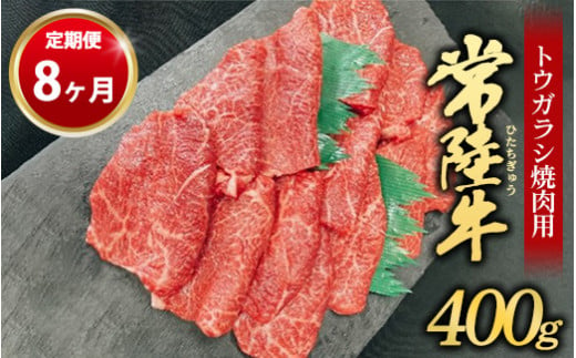 【定期便 8ヶ月】【希少部位】常陸牛トウガラシ焼肉用400g（茨城県共通返礼品 茨城県産） 1157905 - 茨城県守谷市