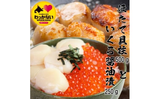 ＜ 稚内産 ＞天然 生ほたて 500g と 秋鮭 いくら 醤油漬 250g ( 北海道 海鮮丼 に)【1469924】