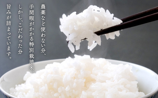 農薬など使わない分、手間暇がかかる特別栽培米。しかし、こだわった分旨みが詰まっています。