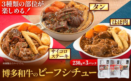 博多和牛 の ビーフシチュー 230g × 3種類 ( サイコロステーキ タン ほほ肉 ) 清柳食産《30日以内に出荷予定(土日祝除く)》九州産 牛 肉 牛肉 和牛 シチュー 1357857 - 福岡県鞍手町