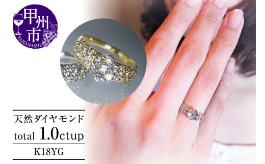 指輪 天然 ダイヤモンド 1.0ct パヴェ SIクラス Renne ルネ【K18 YG】 r-174（KRP）P61-1411 1167096 - 山梨県甲州市