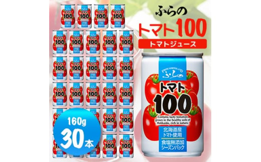 ＜毎月定期便＞＜北海道産トマト使用＞ふらの トマト100食塩無添加 160g×30本入 全3回【4007269】