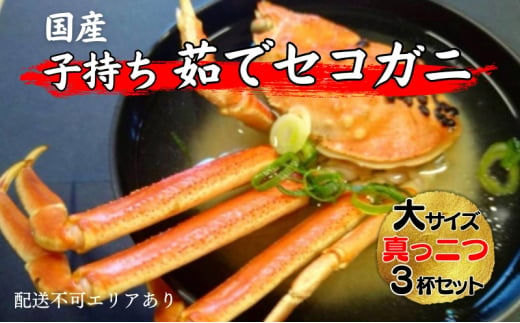 蟹 国産 子持ち 茹で セコガニ 大サイズ 真っ二つ 3杯セット(冷凍) カニ 手軽 簡単調理 時短 [№5716-0617] 1172453 - 京都府宮津市