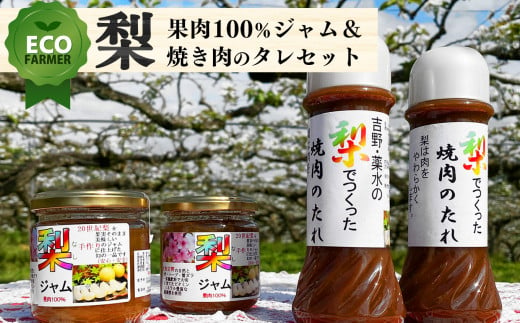A1 南陽園 奈良県産 梨果肉100%ジャム(180g ×2個)と梨果汁焼き肉のタレ(200ml ×2本) ギフトセット