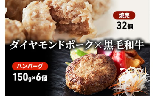 至福のハンバーグ 6個（150g×6個）と ダイヤモンドポークの弥勒寺焼売 32個 1023390 - 神奈川県藤沢市