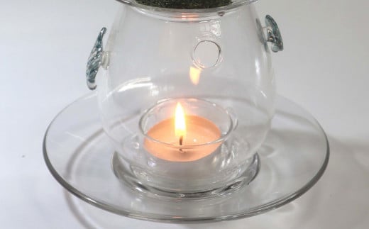 耐熱ガラス製 木の葉モチーフのガラス茶香炉セット[ZC379]|硝子工房クラフト・ユー