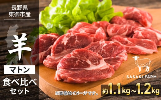 【SASAKI FARM】羊（マトン）ロース、モモ、ヒレ食べ比べセット 合計約1.1kg〜1.2kg 1176825 - 長野県東御市