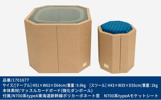 【2点セット】 N700系 typeA 東海道新幹線窓 ｍCB テーブル -N＆ モケットスツール -N