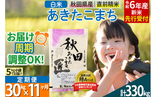 【白米】＜令和6年産 新米予約＞ 《定期便11ヶ月》秋田県産 あきたこまち 30kg (5kg×6袋)×11回 30キロ お米【2024年秋 収穫後に順次発送開始】