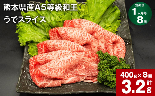 【1ヶ月毎8回定期便】熊本県産A5等級和王 うでスライス 400g 計3.2kg