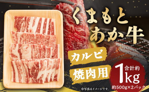 くまもと あか牛 カルビ 焼肉用 約1kg (約500g×2パック) 1165262 - 熊本県人吉市