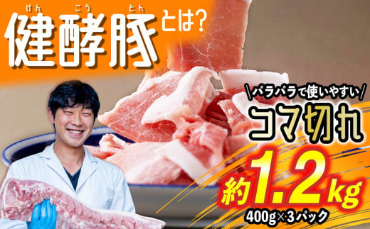 北海道産 健酵豚 小間切れ 計 1.2kg ( 400g × 3パック ) 豚肉 ブランドポーク 大容量 小分け こま切れ