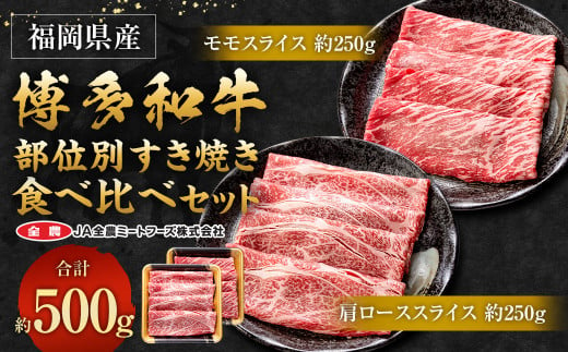 博多和牛 の 部位別すき焼き食べ比べセット 合計500g (モモスライス250g・肩ローススライス250g)