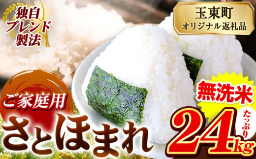 熊本県産 さとほまれ 無洗米 ご家庭用 24kg 6kg×4袋 《1月中旬-3月末頃